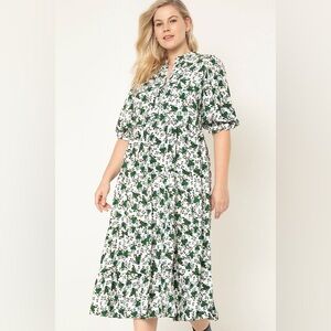 Zara Green and White Floral Dress